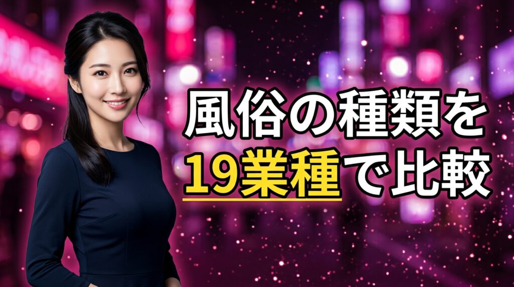 風俗の種類を全19業種で比較！ソープ・デリヘル・ピンサロの違いと料金相場、本番できる業種まで徹底解説【2026年最新】