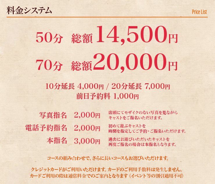 池袋バイオレンスの料金システム